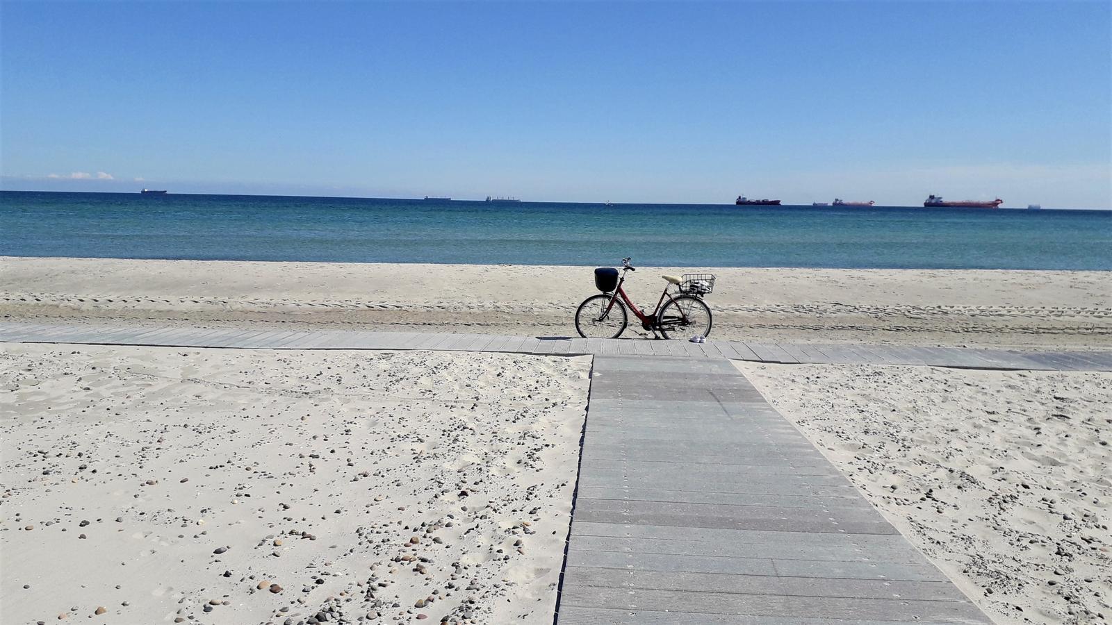 Bike and accessibility walkway at Sønderstrand beach Skagen Denmark