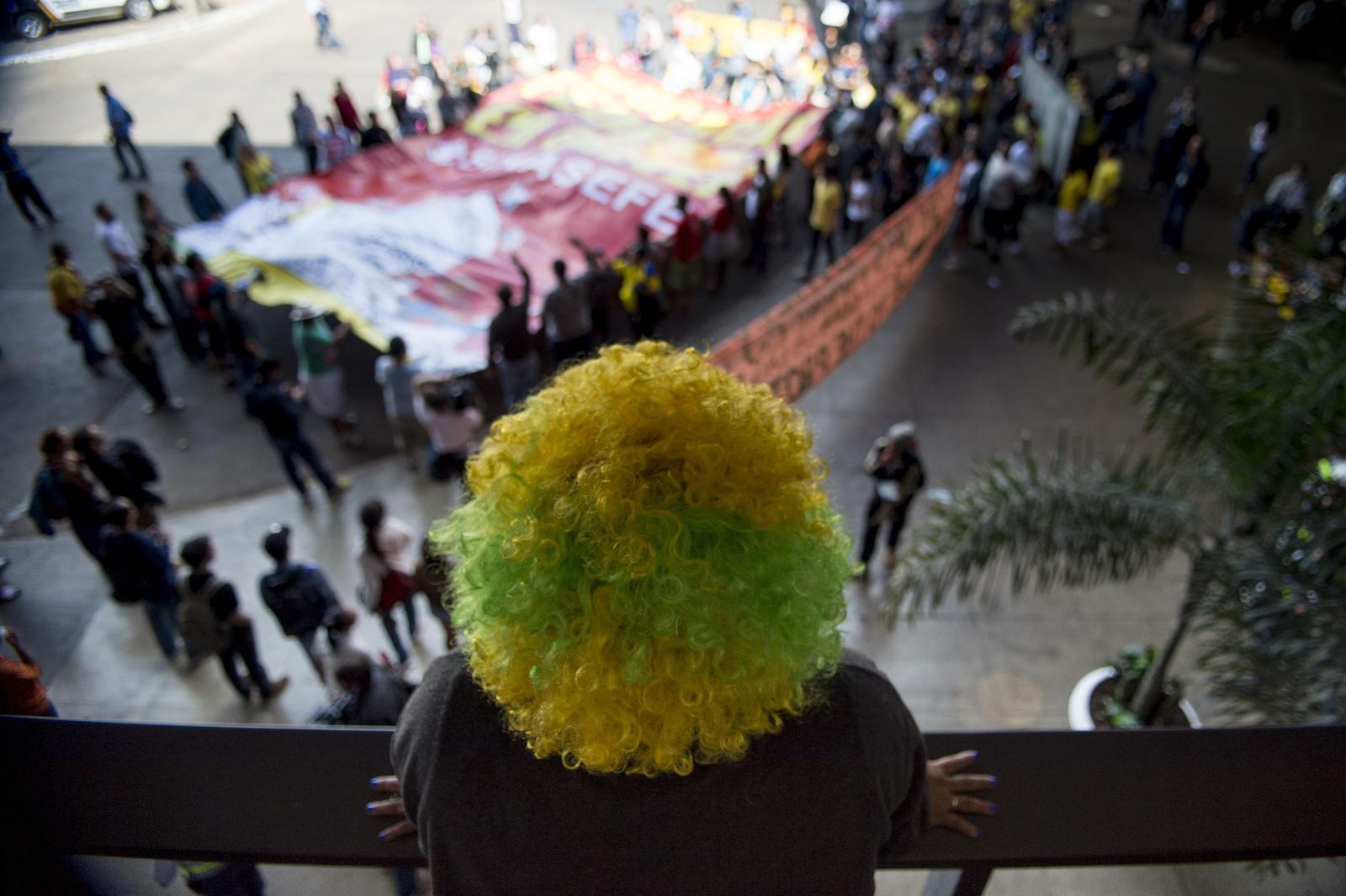 Demonstrators in Brasília protesting against the 2014 FIFA World Cup